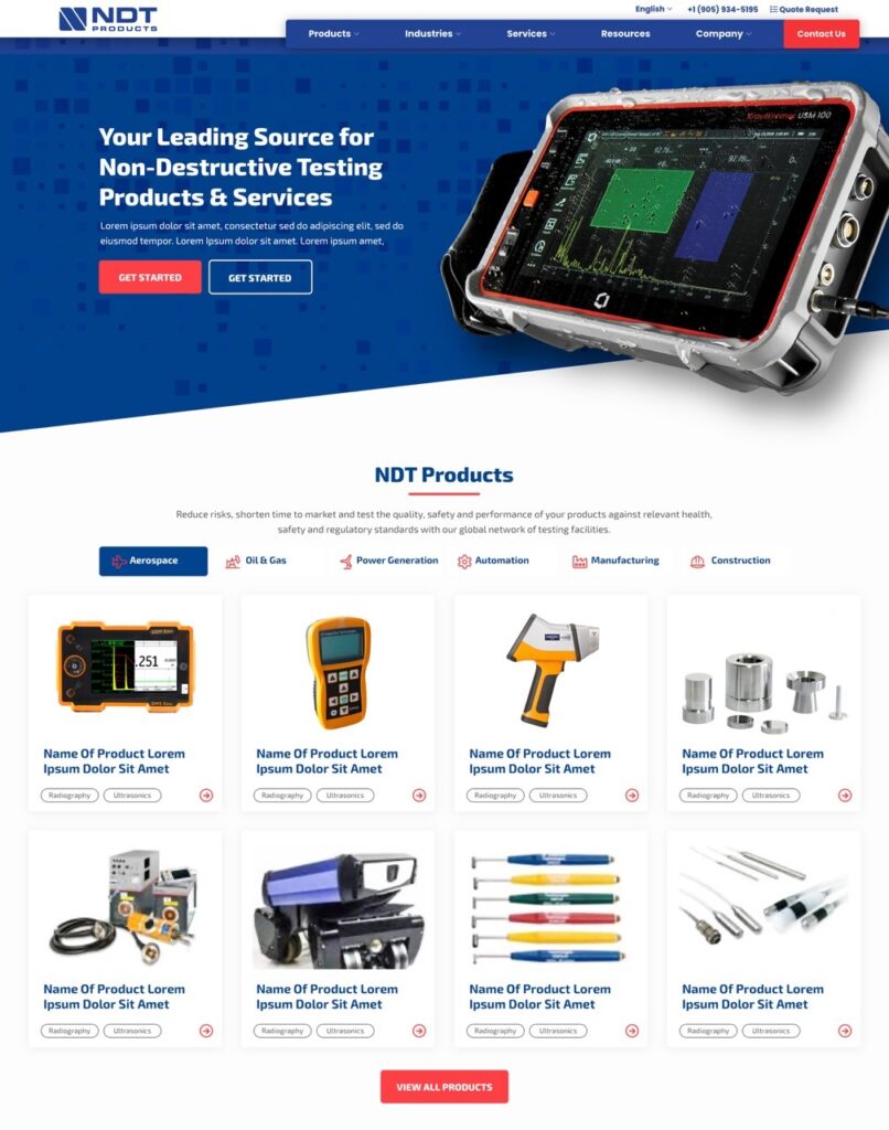 Best Aerospace and Defense Website Design Examples NDT Products